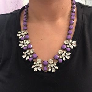 Purple and Crystal Flower Design Necklace